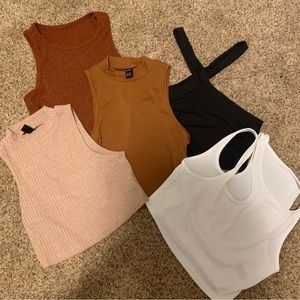 NEW Pack of 6 neutral cropped basic tanks.